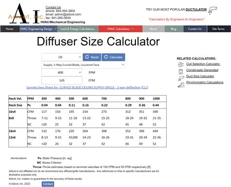 Sizing of a linear slot diffuser & calculating its area factor .